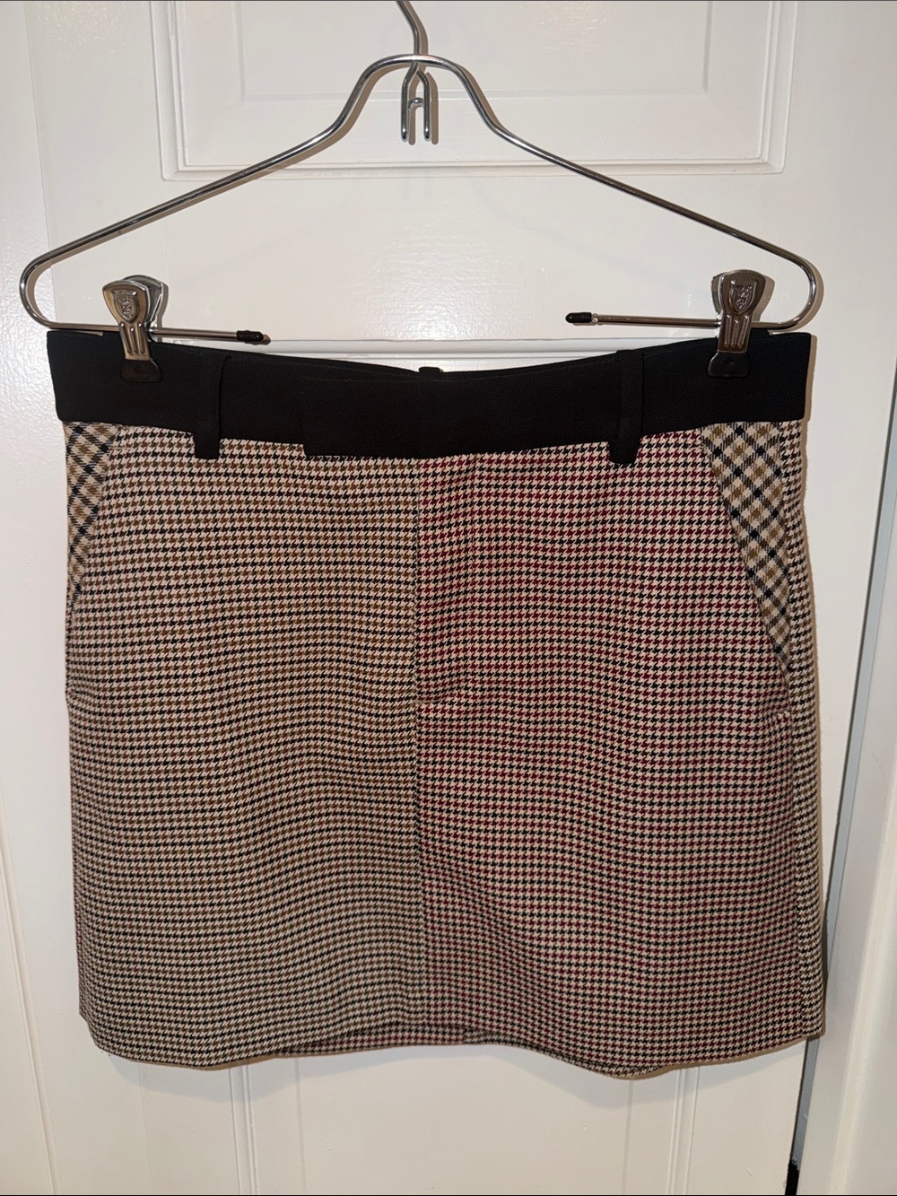 Zara Houndstooth Mini Skirt in Black and Brown Plaid